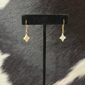 Elegant Gold and Shell Bead Dangle Earrings